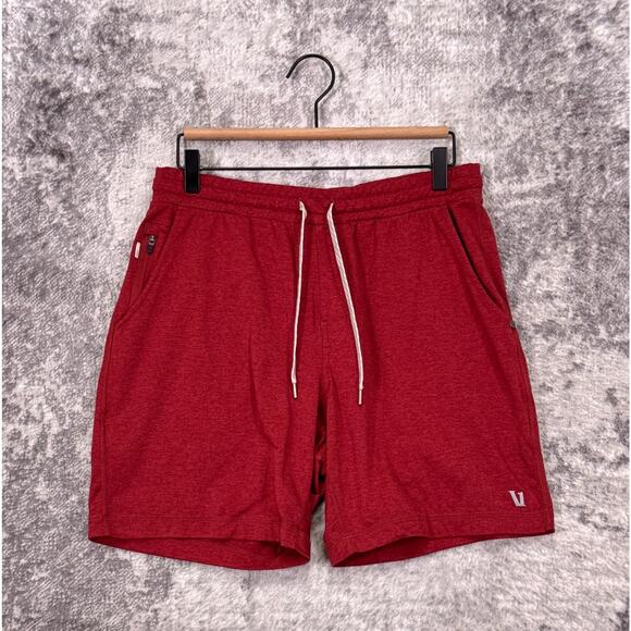 Vuori Ponto Shorts Medium Mens Heather Red Elastic Drawstring Waist 7" - Picture 1 of 6